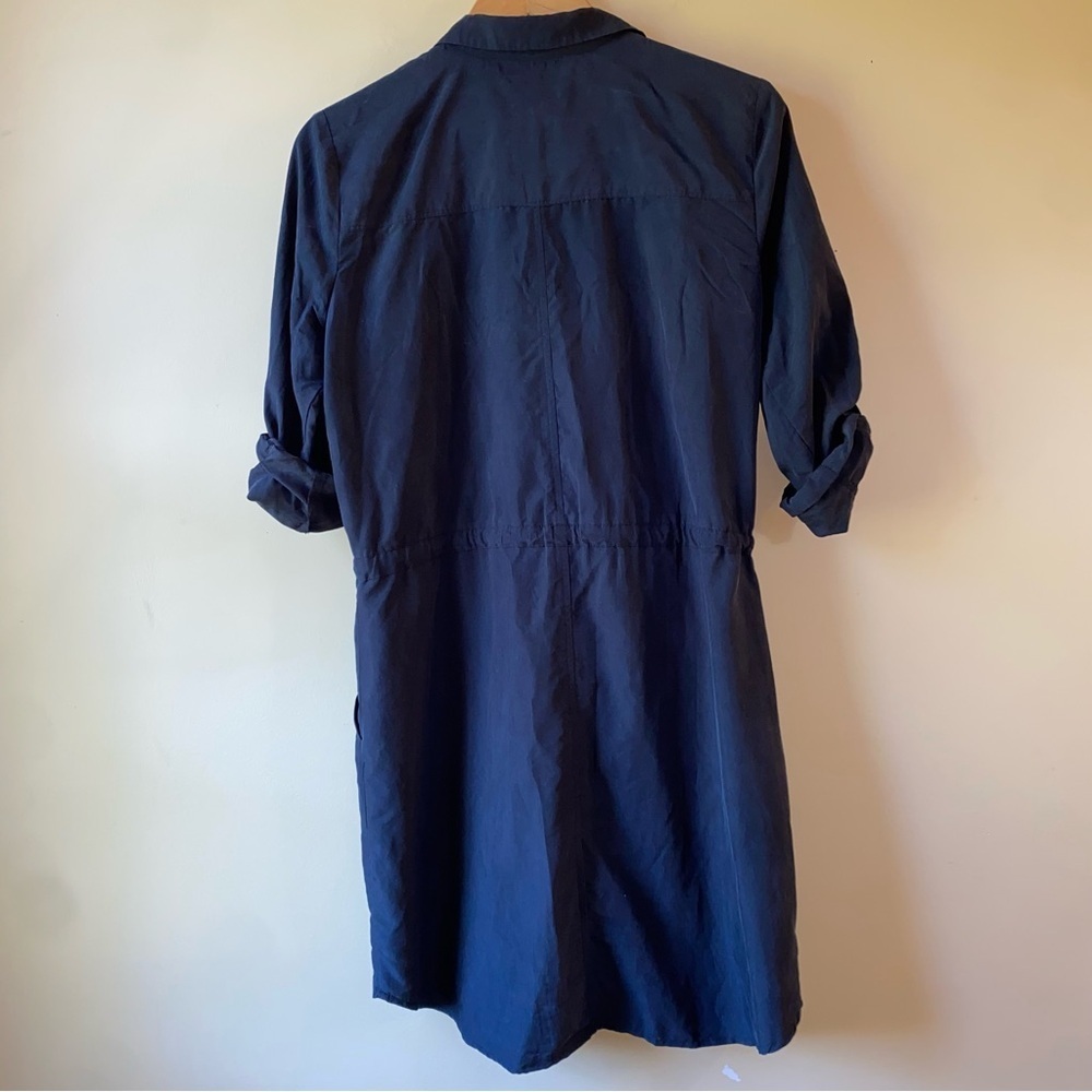 Lou & Grey Shirt Dress Women’s Small Grey Drawstring Waist Roll Tab Sleeve - Picture 6 of 10